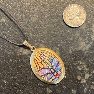 Beautiful Dragonfly Pendant Corded Necklace